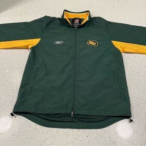 CFL REEBOK Edmonton Eskimos Men's Windbreaker Lined Rain Jacket Med Adjustable